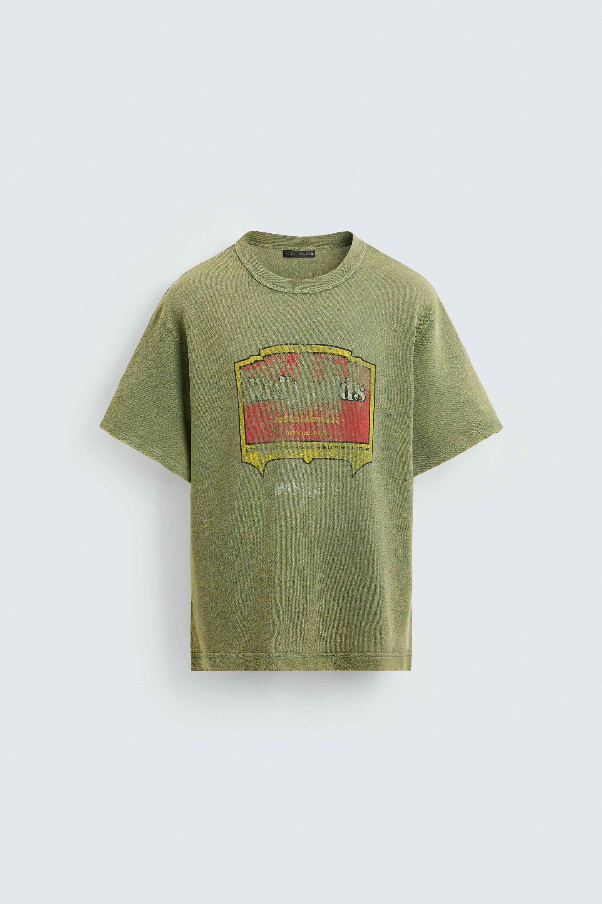 WASHED PRINT KNIT T-SHIRT